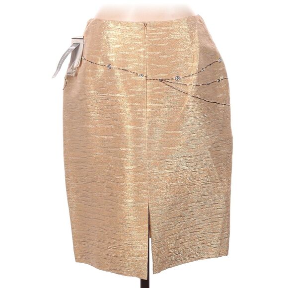 NWT Y2K Kelly and Diane Mini Skirt Pencil Slit Gold Beaded Bow Tassel Size 6 - Picture 11 of 13